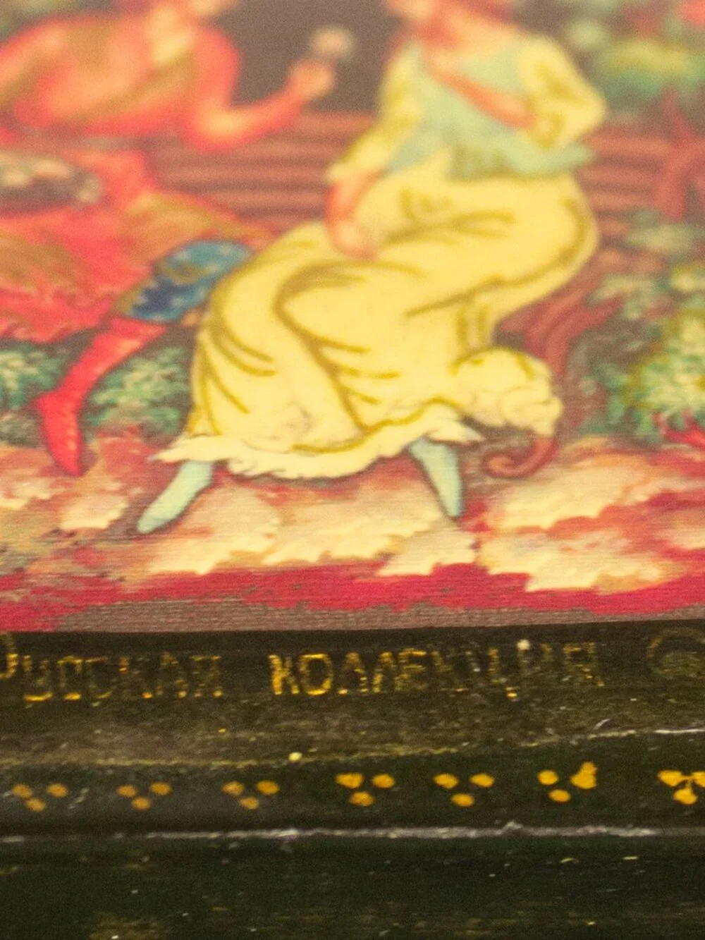 Hand‑Painted Russian Lacquer Music Box • Black & Gold